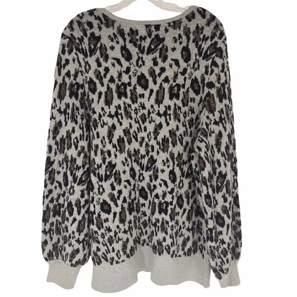 Alfani Scoop Neck Animal Print Metallic Detail Sweater NWT Sz 3X - Picture 5 of 13